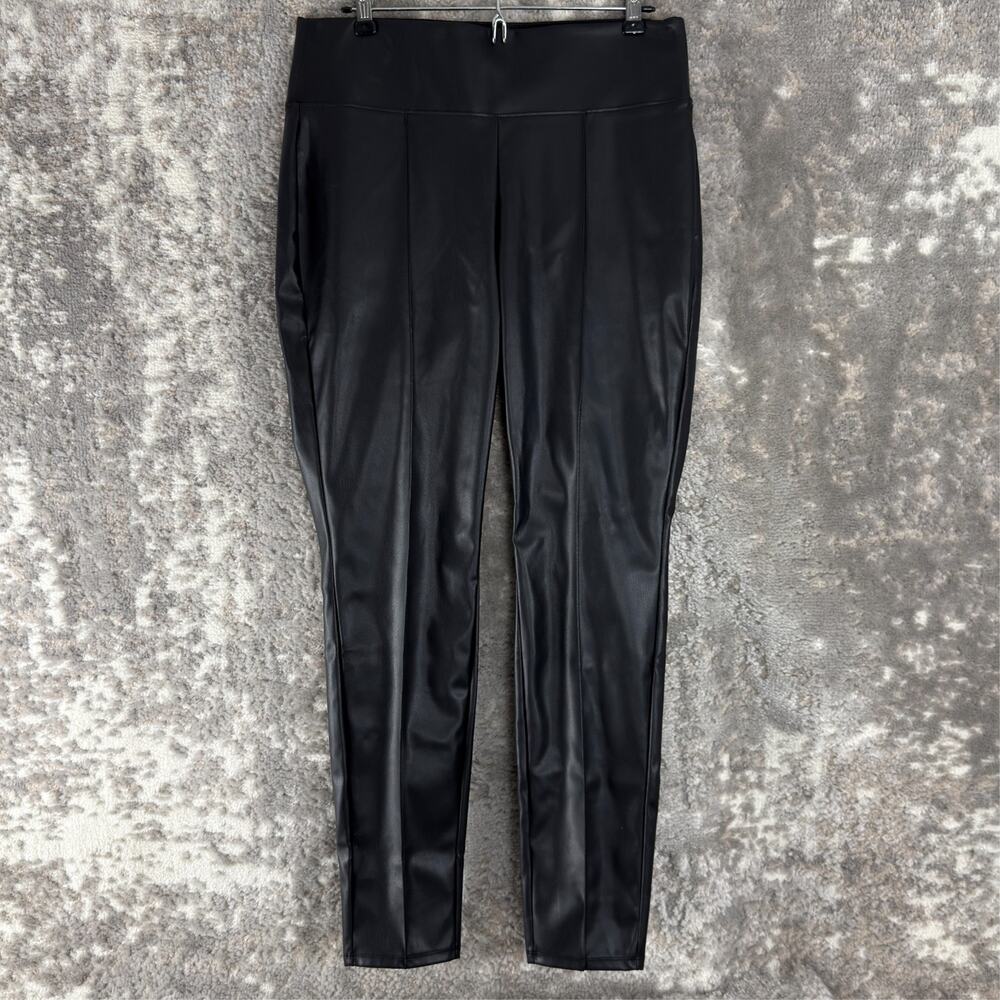 Nine West Size M Faux Leather Leggings Black Pull On Pants Casual